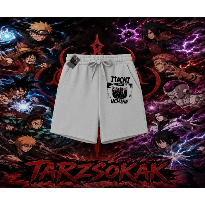 Itachi Uchiha Naruto Anime Karakteri Unisex Şort Beyaz