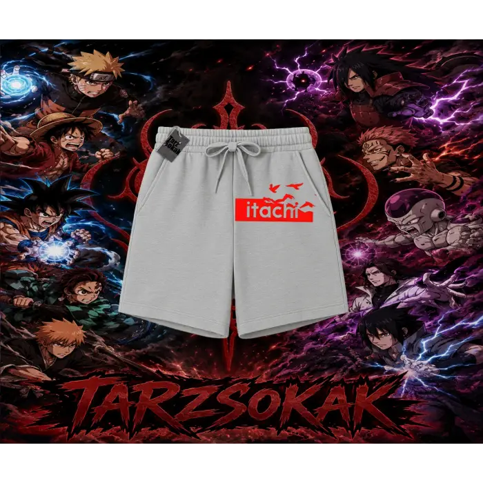 Itachi Uchiha Naruto Anime Karakteri Unisex Şort Beyaz