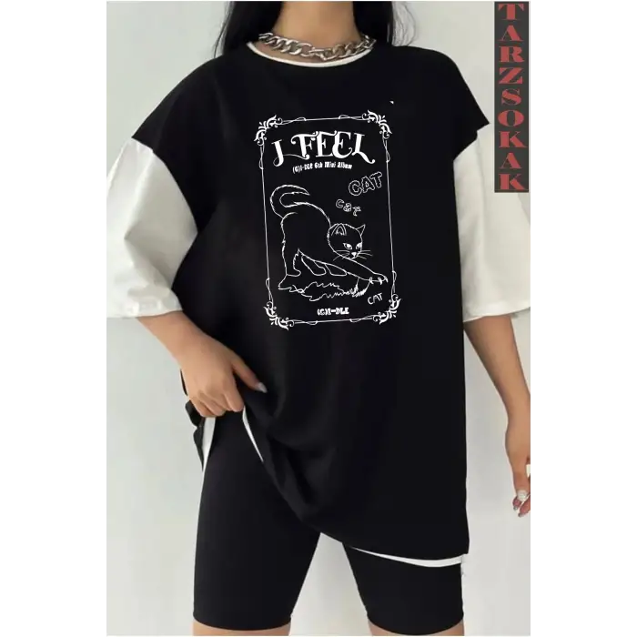JFEEL CAT Siyah Oversize Çift Renk