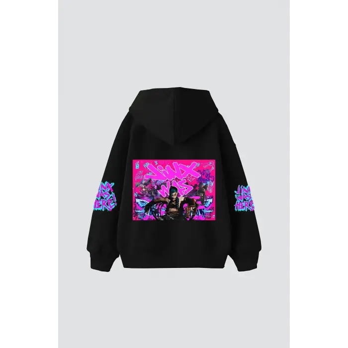 Jinx Arcane Baskılı Oversize Unisex Siyah
