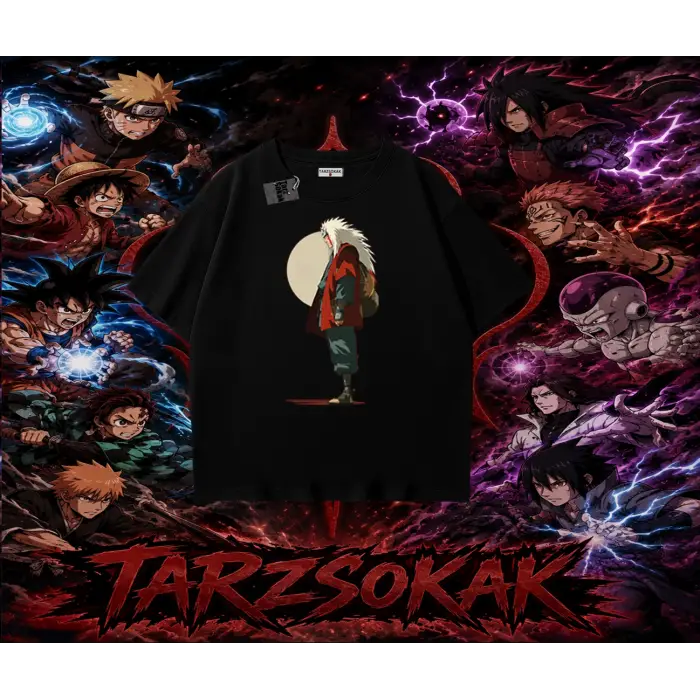 Jiraiya Naruto Anime Karakteri Oversize Unisex Tişört Beyaz