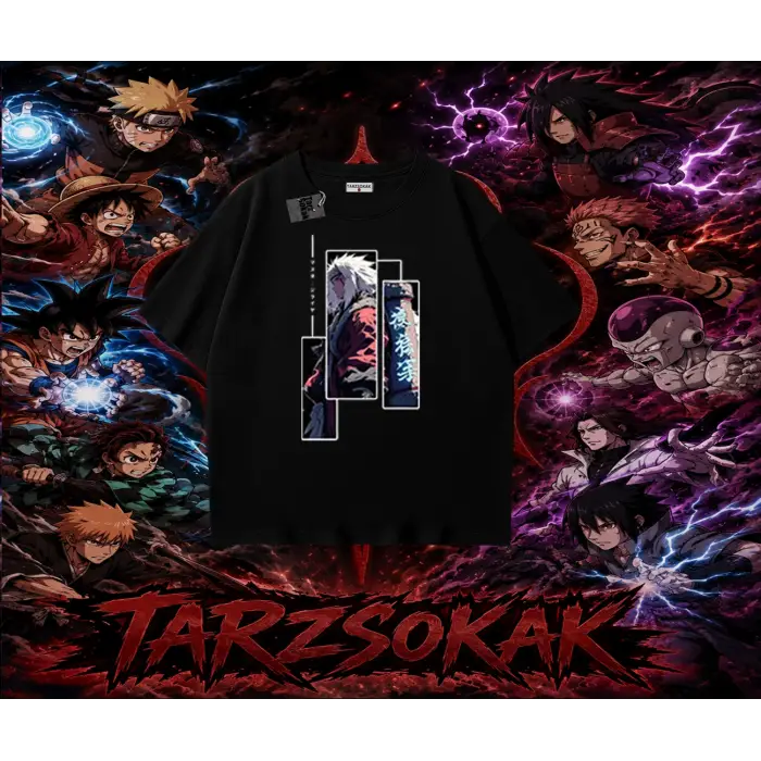 Jiraiya Naruto Anime Karakteri Oversize Unisex Tişört Beyaz