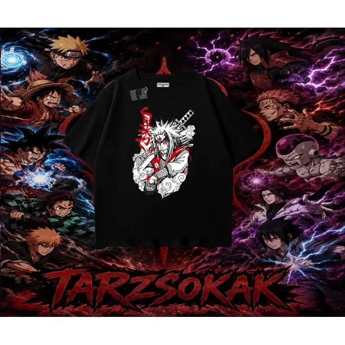 Jiraiya Naruto Anime Karakteri Oversize Unisex Tişört Beyaz