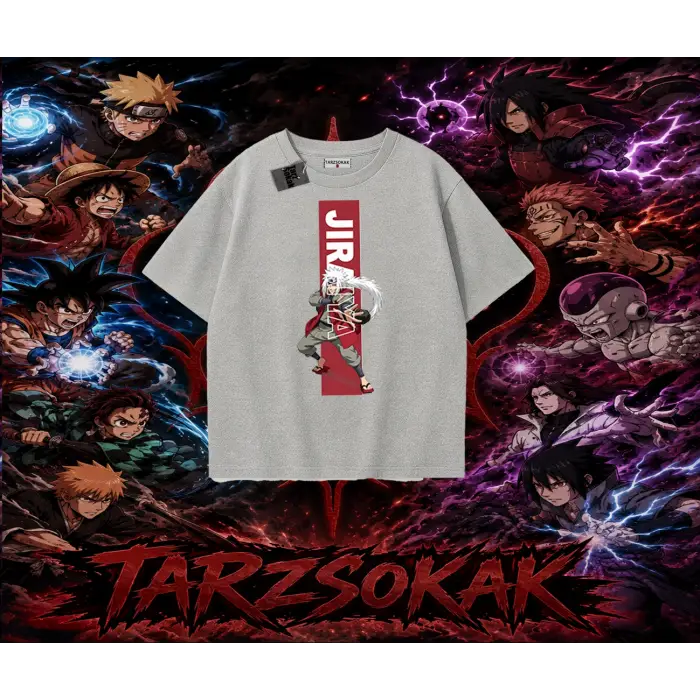Jiraiya Naruto Anime Karakteri Oversize Unisex Tişört Beyaz