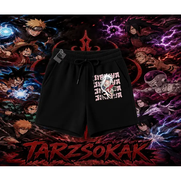 Jiraiya Naruto Anime Karakteri Unisex Şort Beyaz