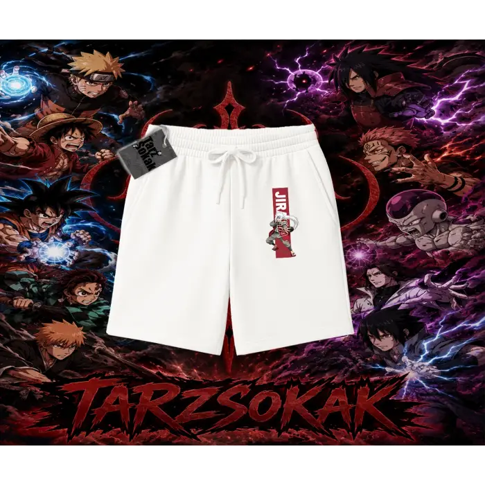 Jiraiya Naruto Anime Karakteri Unisex Şort Beyaz