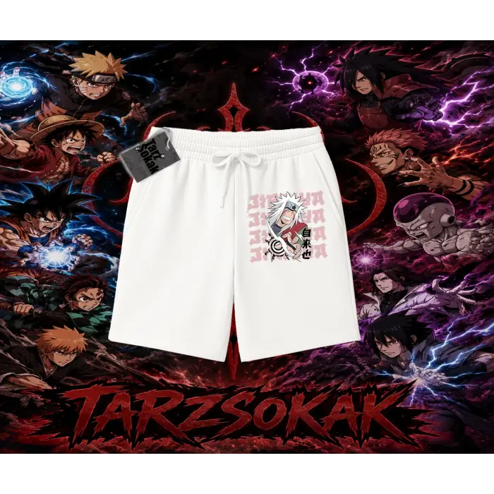 Jiraiya Naruto Anime Karakteri Unisex Şort Beyaz