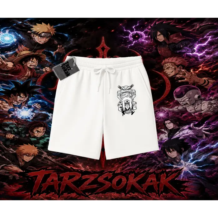 Jiraiya Naruto Anime Karakteri Unisex Şort Beyaz