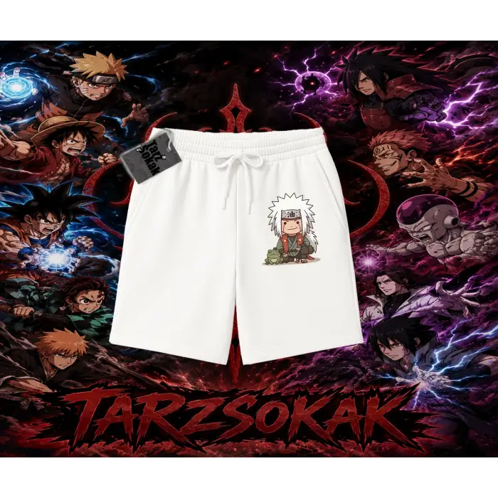 Jiraiya Naruto Anime Karakteri Unisex Şort Beyaz