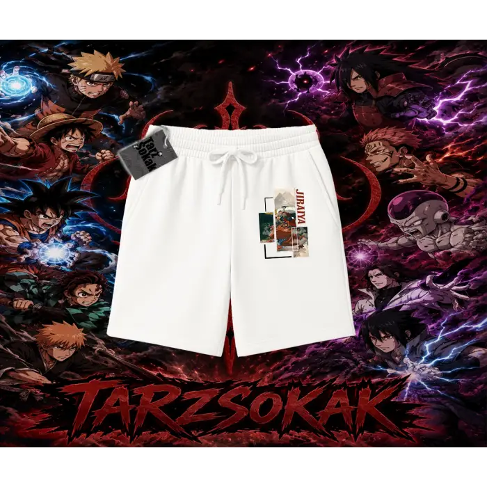 Jiraiya Naruto Anime Karakteri Unisex Şort Beyaz