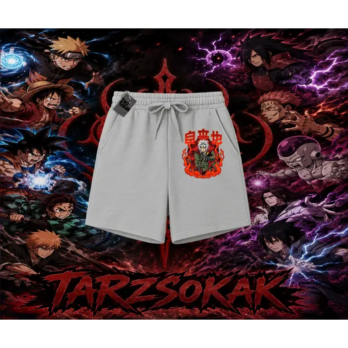 Jiraiya Naruto Anime Karakteri Unisex Şort Beyaz