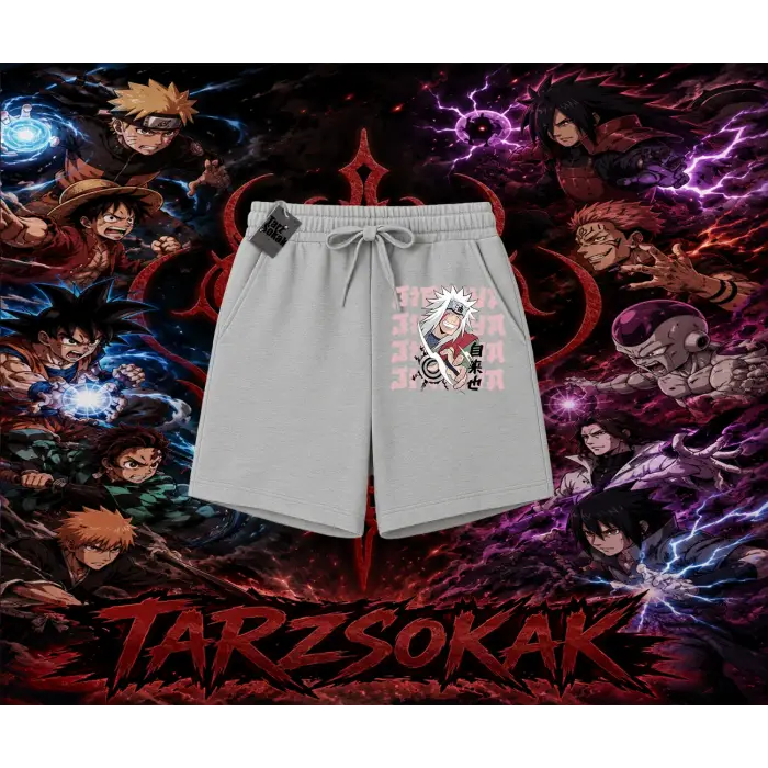 Jiraiya Naruto Anime Karakteri Unisex Şort Beyaz