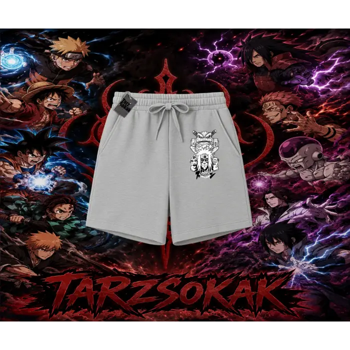 Jiraiya Naruto Anime Karakteri Unisex Şort Beyaz