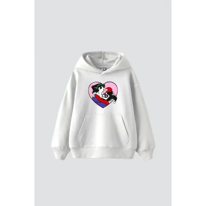 Joker&Harley Baskılı Oversize Unisex Premium Beyaz