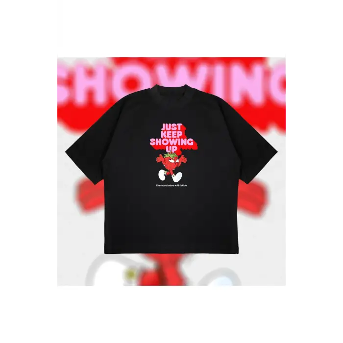 Just Keep Show Oversize Unisex Pamuklu Nefes Alan Kalın Kumaşlı