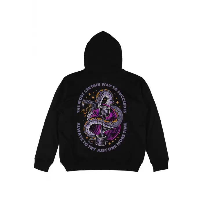 Just Try Siyah Oversize Unisex Kapüşonlu Sweatshirt Hoodie