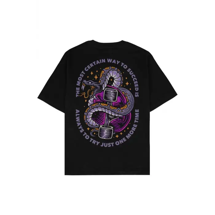 Just Try Siyah Oversize Unisex T-shirt