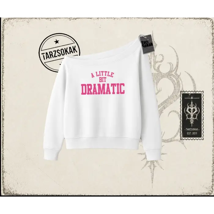 Kadın a Little Bit Dramatic Kadın Kayık Yaka Sweatshirt Beyaz