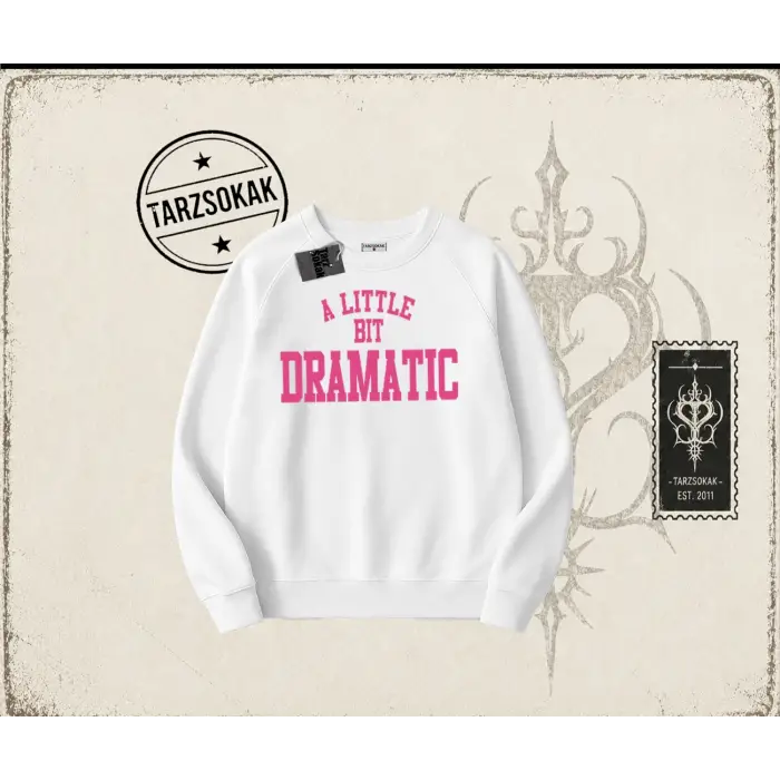 Kadın a Little Bit Dramatic Oversize Unisex Bisiklet Yaka Sweatshirt Beyaz
