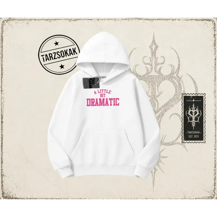 Kadın a Little Bit Dramatic Oversize Unisex Kapşonlu Sweatshirt Beyaz