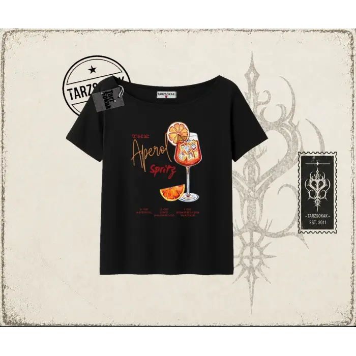 Kadın Aperol Spiritz Kadın Kayık Yaka Tişört Beyaz