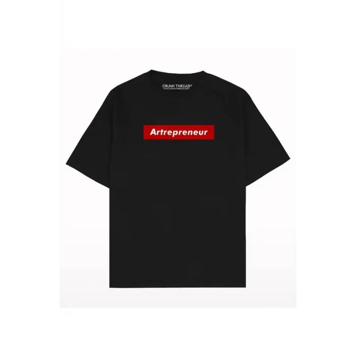 Kadın Artrepreneur Baskılı Oversize Bisiklet Yaka Tshirt