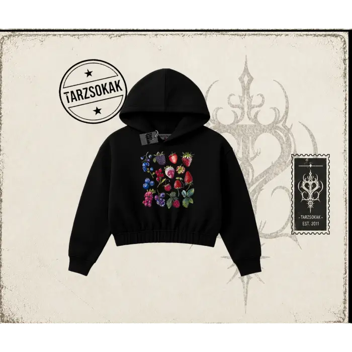 Kadın Berries Kadın Crop Kapşonlu Sweatshirt Beyaz