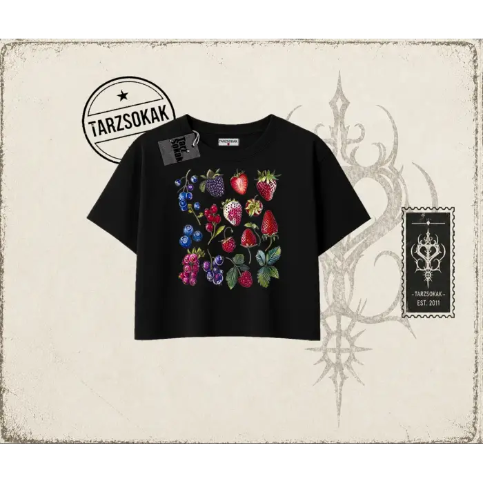 Kadın Berries Kadın Crop Tişört Beyaz