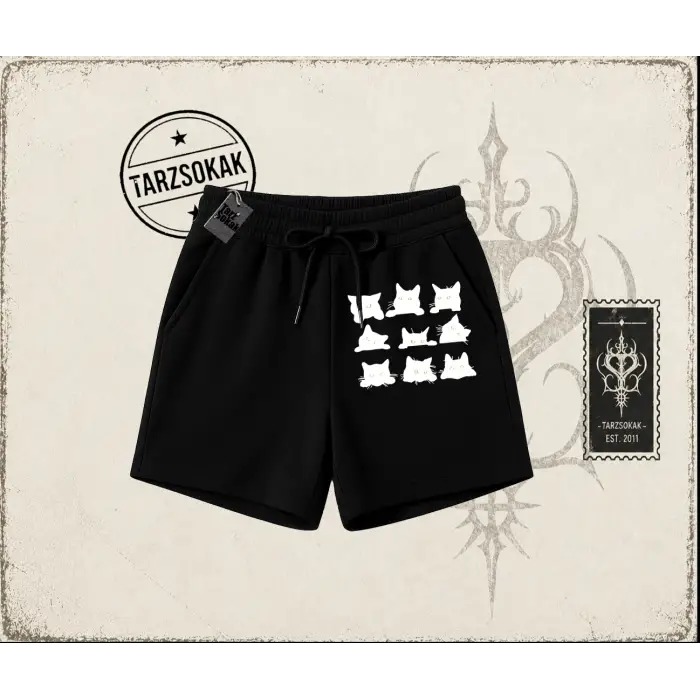 Kadın Black Cats Unisex Şort Beyaz