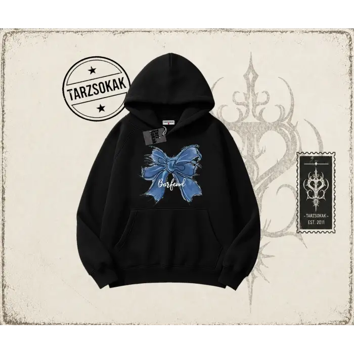 Kadın Borfend Oversize Unisex Kapşonlu Sweatshirt Beyaz