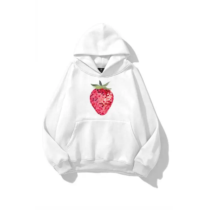 Kadın Çilek Disco Sweatshirt Beyaz
