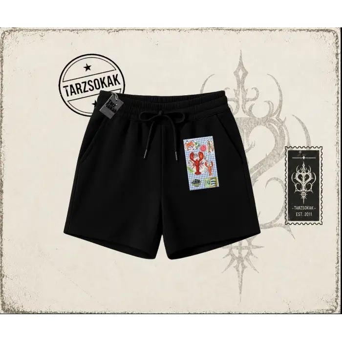 Kadın Crab Picnic Unisex Şort Beyaz