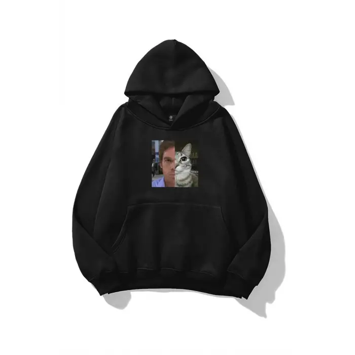 Kadın Dexter Cat Sweatshirt Siyah