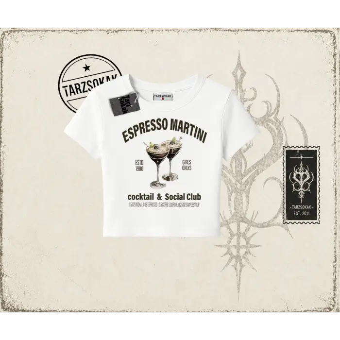Kadın Espresso Martini Kadın Baby Tee Beyaz