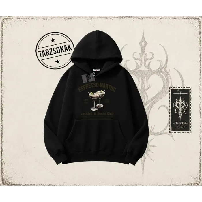 Kadın Espresso Martini Oversize Unisex Kapşonlu Sweatshirt Beyaz