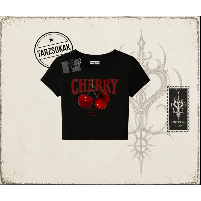 Kadın Have a Nice Weekend Cherry Kadın Baby Tee Beyaz