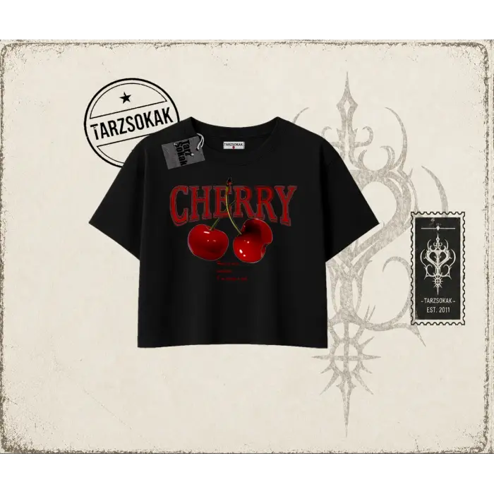 Kadın Have a Nice Weekend Cherry Kadın Crop Tişört Beyaz