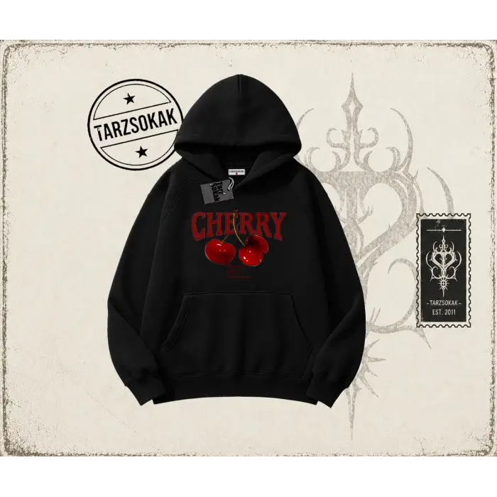 Kadın Have a Nice Weekend Cherry Oversize Unisex Kapşonlu Sweatshirt Beyaz