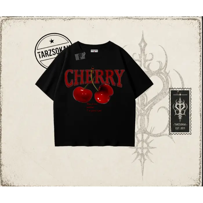Kadın Have a Nice Weekend Cherry Oversize Unisex Tişört Beyaz