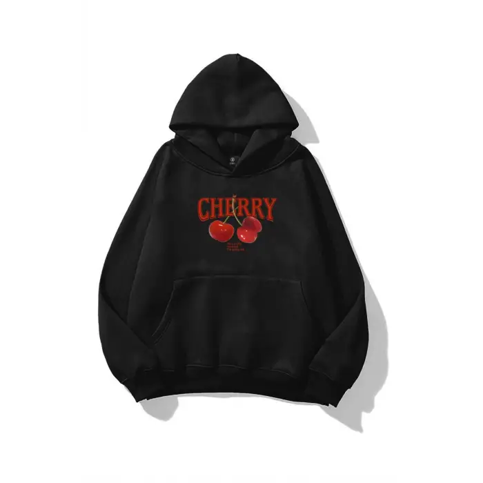 Kadın Have a Nice Weekend Cherry Sweatshirt Siyah