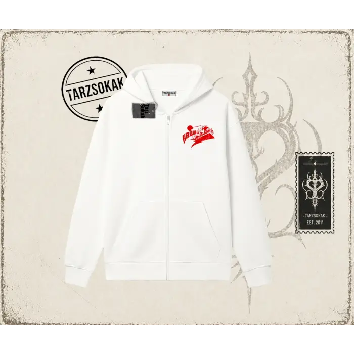 Kadın Hawaii Oversize Unisex Hırka & Çeket Fermuarlı Sweatshirt Beyaz