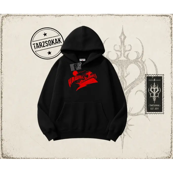 Kadın Hawaii Oversize Unisex Kapşonlu Sweatshirt Beyaz
