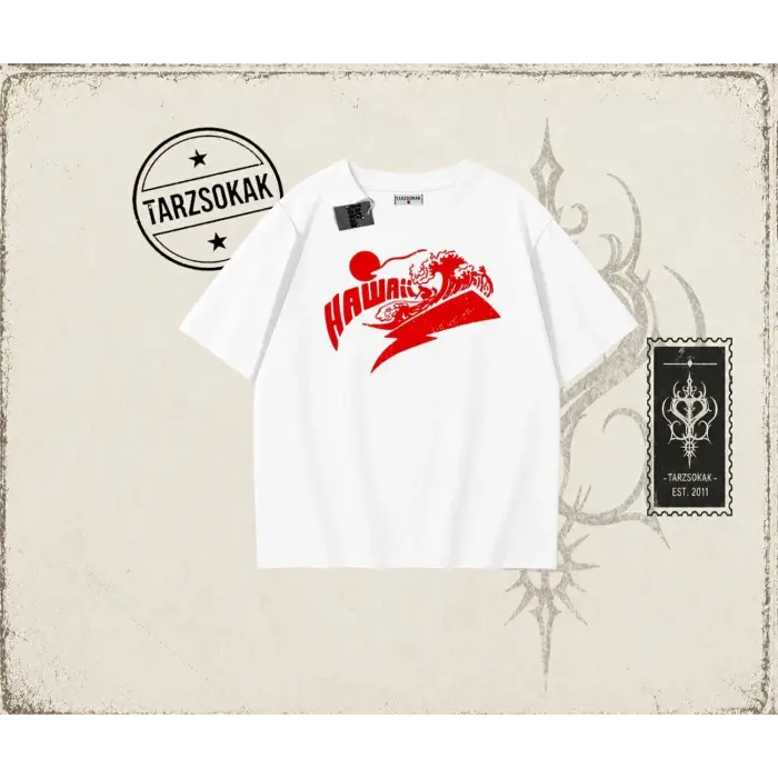 Kadın Hawaii Oversize Unisex Tişört - Çocuk