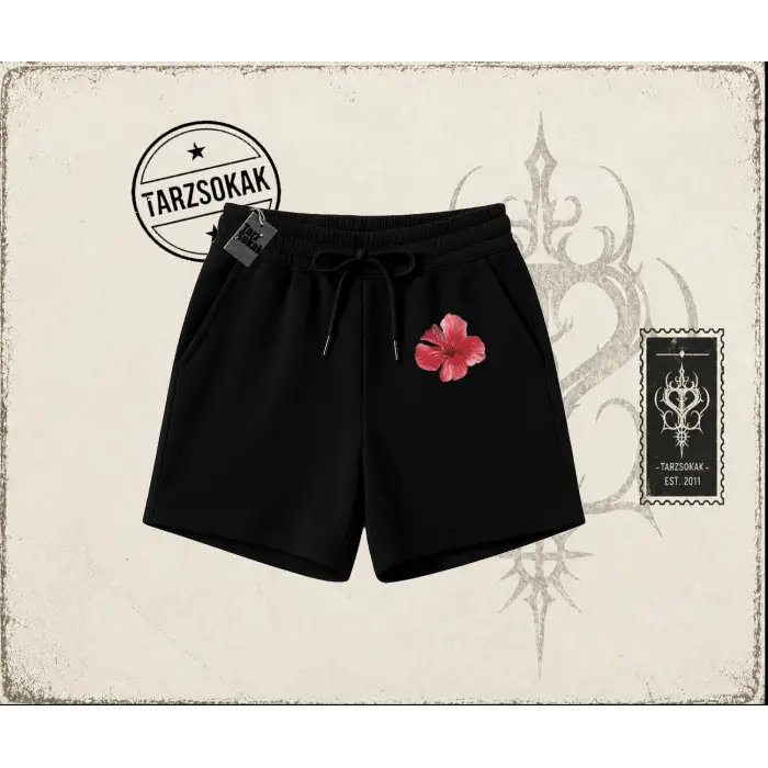 Kadın Hibiscus Unisex Şort Beyaz