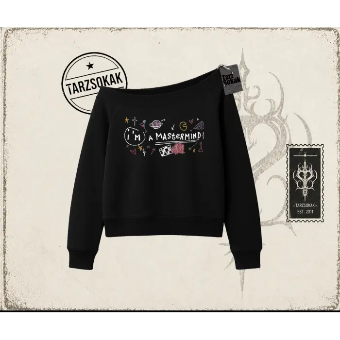 Kadın Im a Mastermind Kadın Kayık Yaka Sweatshirt Beyaz