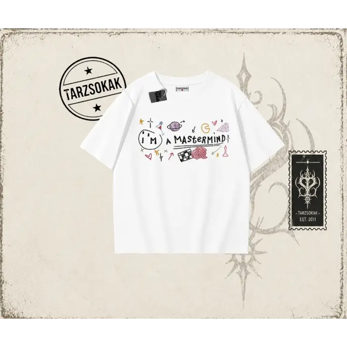 Kadın Im a Mastermind Oversize Unisex Tişört Beyaz