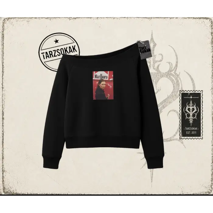 Kadın Kate Moss icecream Kadın Kayık Yaka Sweatshirt Beyaz