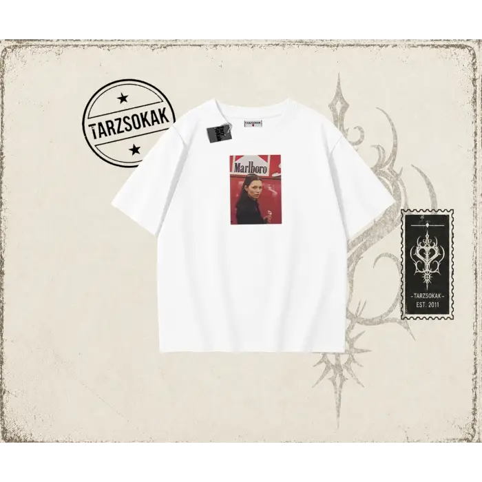 Kadın Kate Moss icecream Oversize Unisex Tişört Beyaz
