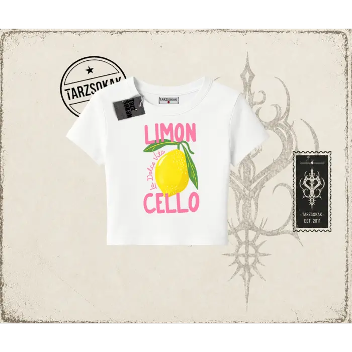 Kadın Limon Cello Kadın Baby Tee Beyaz