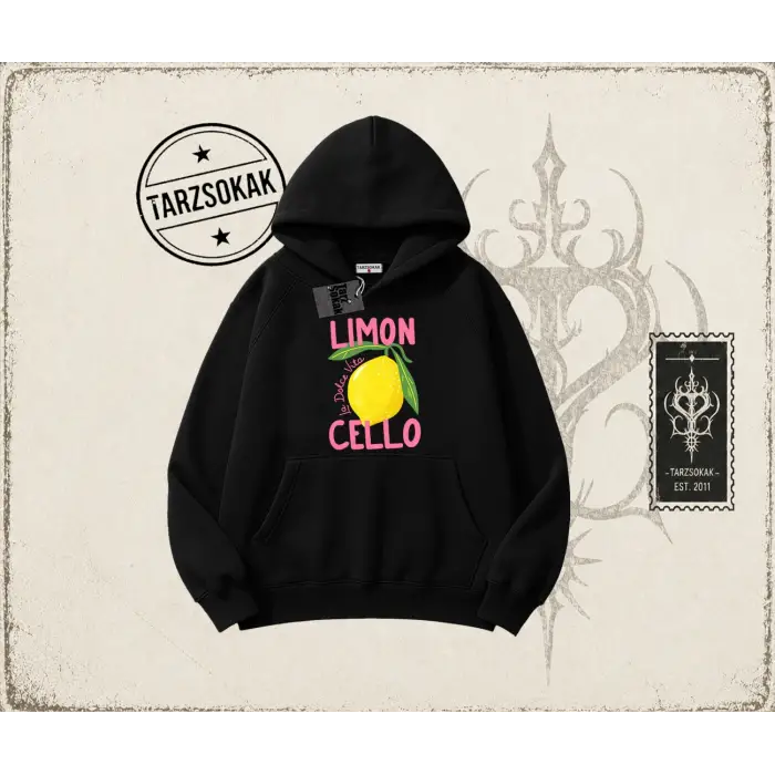 Kadın Limon Cello Oversize Unisex Kapşonlu Sweatshirt Beyaz